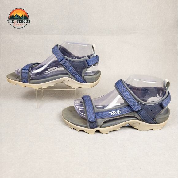 Teva Strappy Sandals Blue Gray Hiking Adjustable Strap Unisex Kids Size 6 - Picture 4 of 12